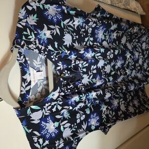 Liz Claiborne Navy and White Floral Dress